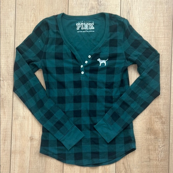 Victoria's Secret PINK Plaid Long Sleeve sleep Shirt size large - Picture 1 of 3